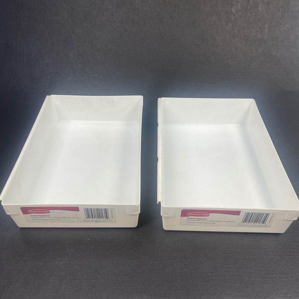 Vintage Rubbermaid Interlocking Drawer Organizers Set of 2 White 9x6x2 #2916